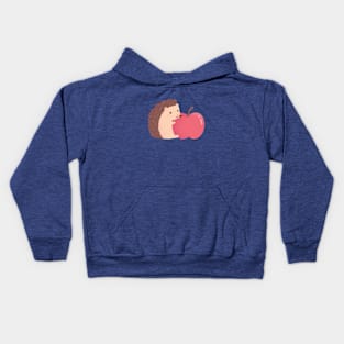 Cute Hedgehog Hugging Red Apple Kids Hoodie